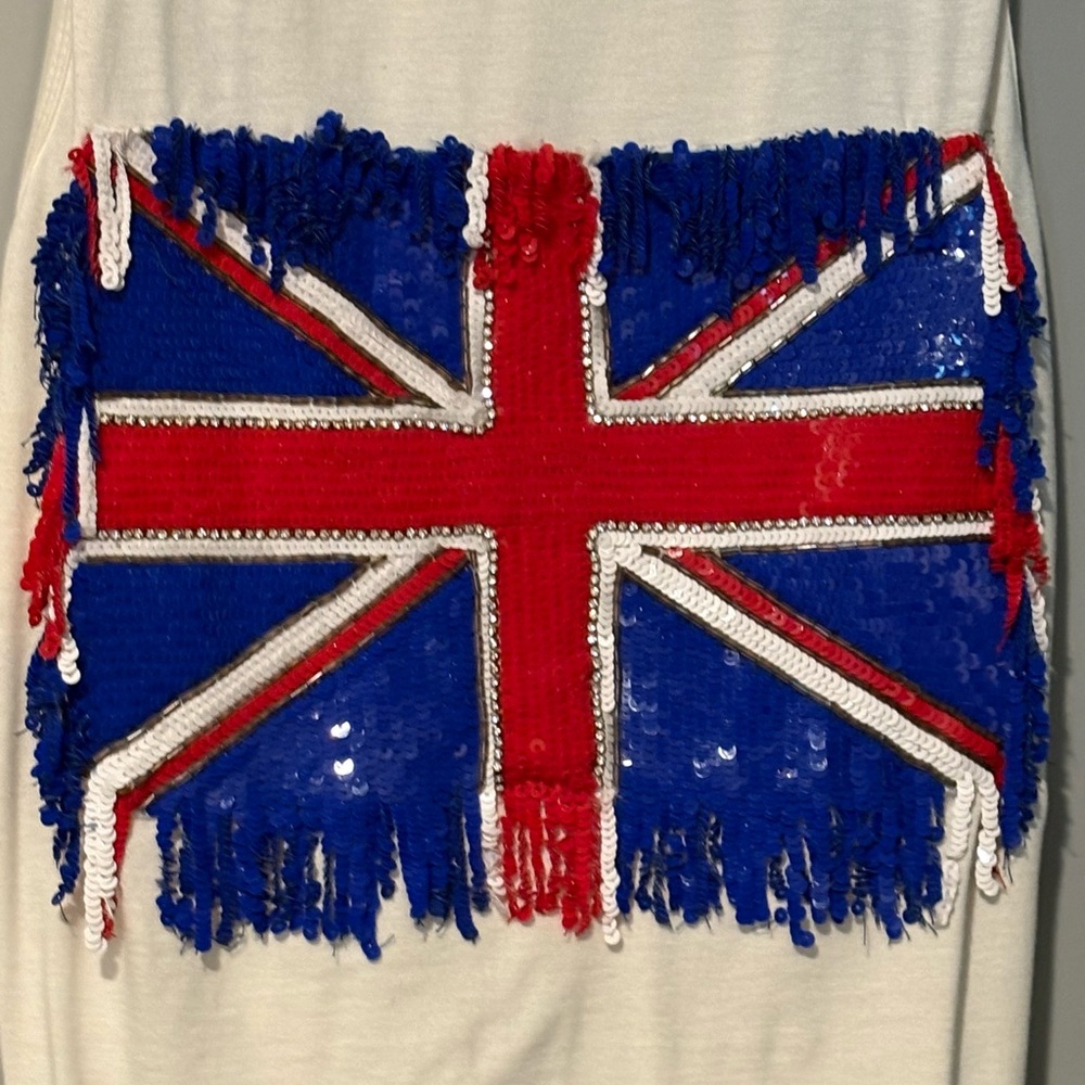 Dolce & Gabbana White Top with Red and Blue Sequin Design